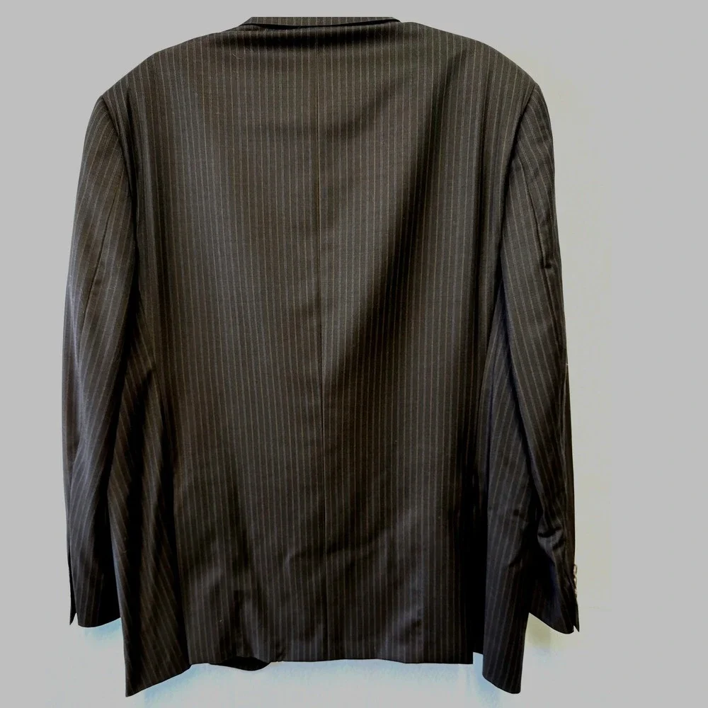 Burberry London Men's Dark Gray Pinstripe Wool Blazer 42R‎ Made in USA